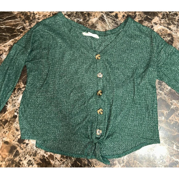 Pink Rose Women’s Large Casual Blouse Soft Knit Green - Picture 1 of 6